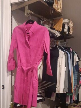 Theory Purple - Pink Button-Up Shirt Dress